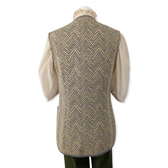 70s Long Fitted Knit Vest Gilet - Picture 2 of 7